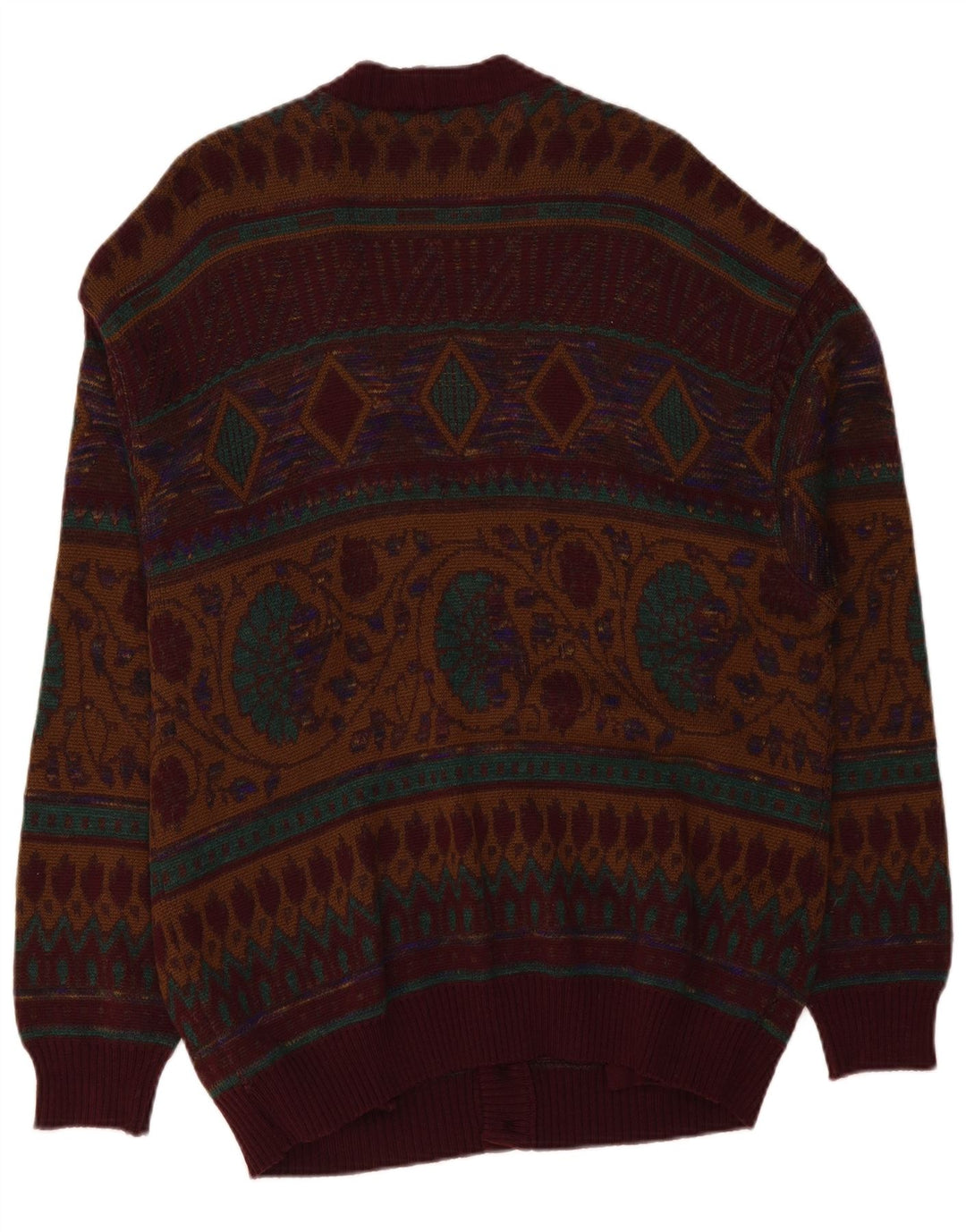 DALMINE Mens Cardigan Sweater Large Burgundy Wool