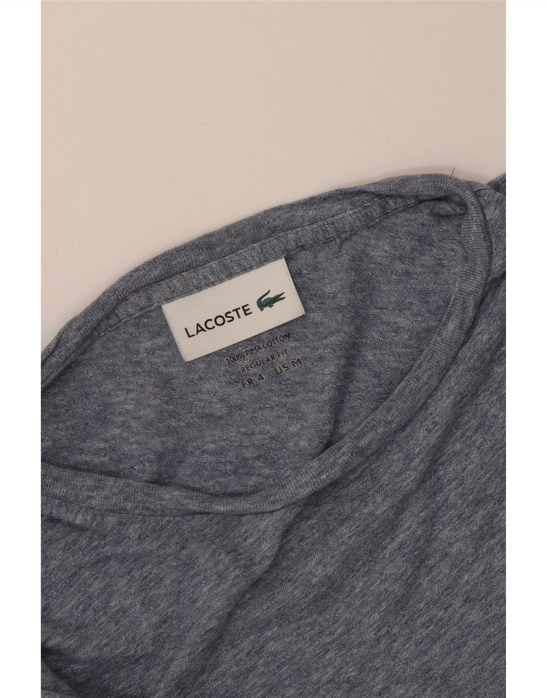 Lacoste Mens Regular Fit T-Shirt Top Size 4 Medium Blue Flecked Cotton