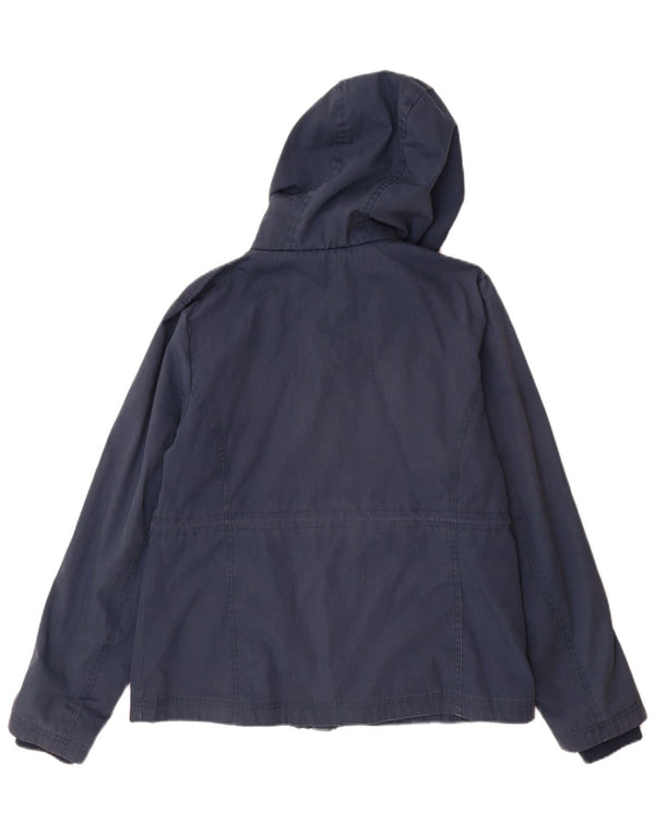Weird Fish Womens Hooded Windbreaker Jacket UK 14 Large Navy Blue Polyester