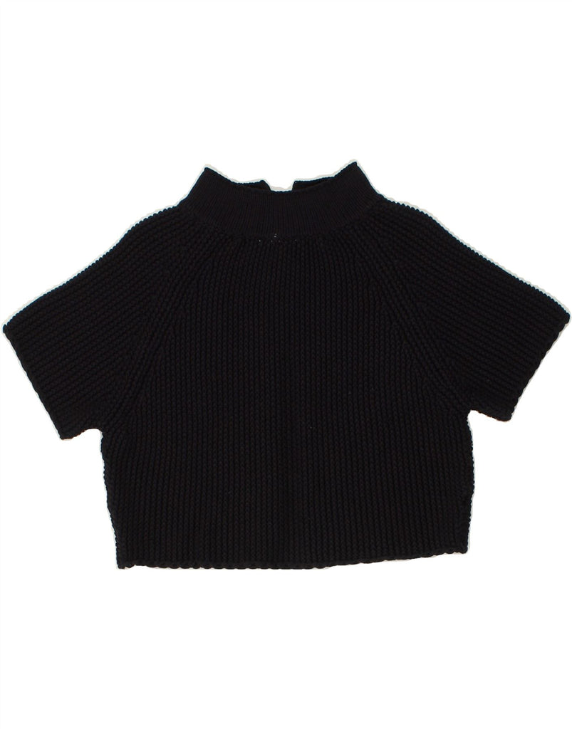 ANDRE MAURICE Womens Crop Short Sleeve Cardigan Sweater UK 12 Medium Black | Vintage Andre Maurice | Thrift | Second-Hand Andre Maurice | Used Clothing | Messina Hembry 