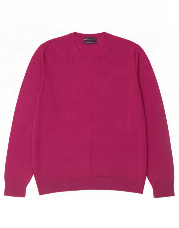 Marks & Spencer Womens Crew Neck Jumper Sweater UK 16 Large Maroon Wool