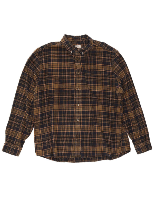 Marks & Spencer Mens Regular Fit Flannel Shirt 2XL Brown Check