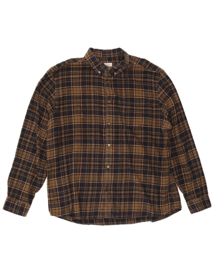 Marks & Spencer Mens Regular Fit Flannel Shirt 2XL Brown Check