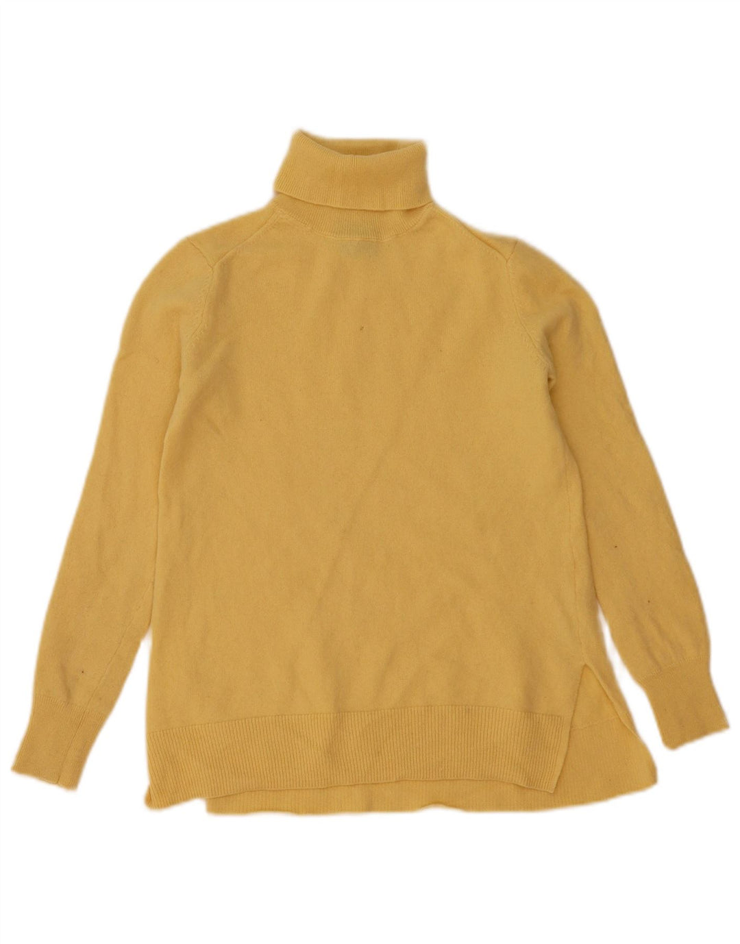 Massimo Dutti Womens Roll Neck Jumper Sweater UK 6 XS Yellow Wool