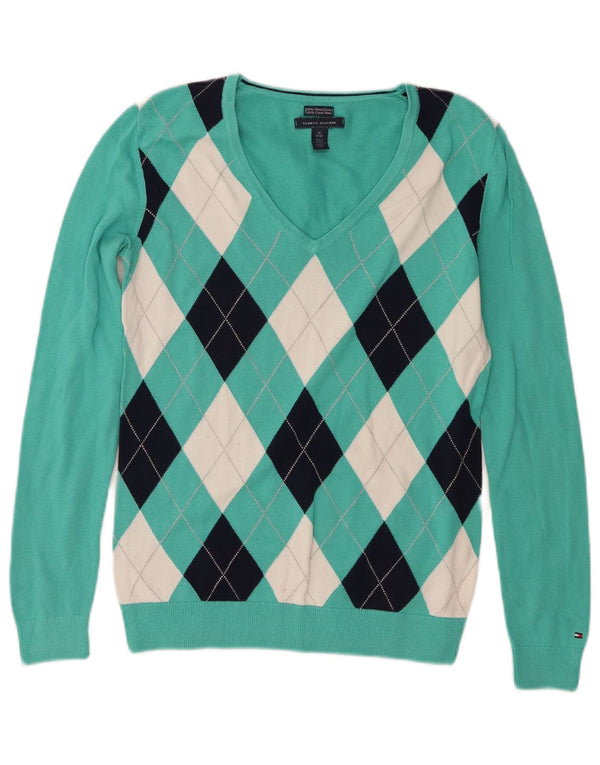 Tommy Hilfiger Womens V-Neck Jumper Sweater UK 6 XS Turquoise