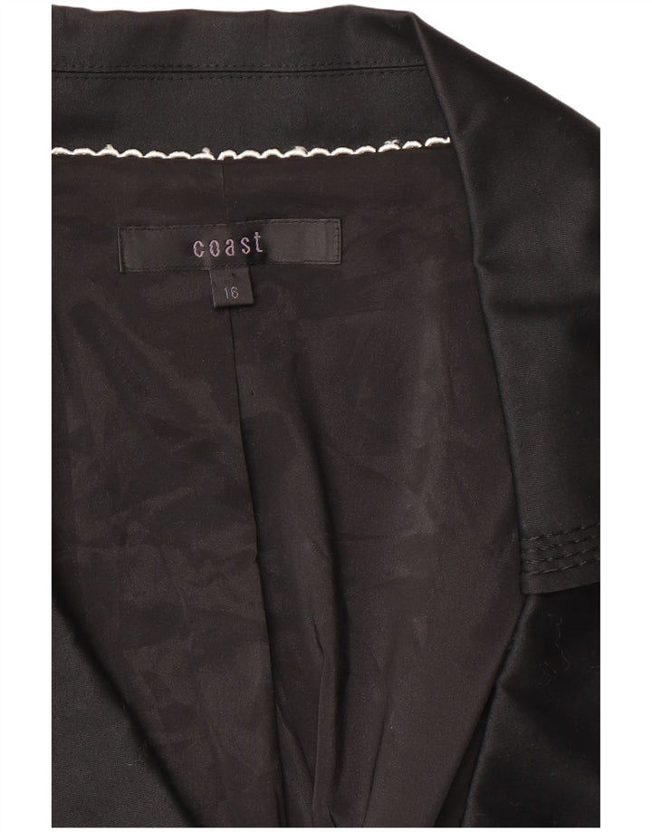 Coast Womens 3/4 Sleeve Open Blazer Jacket UK 16 Large  Black Cotton