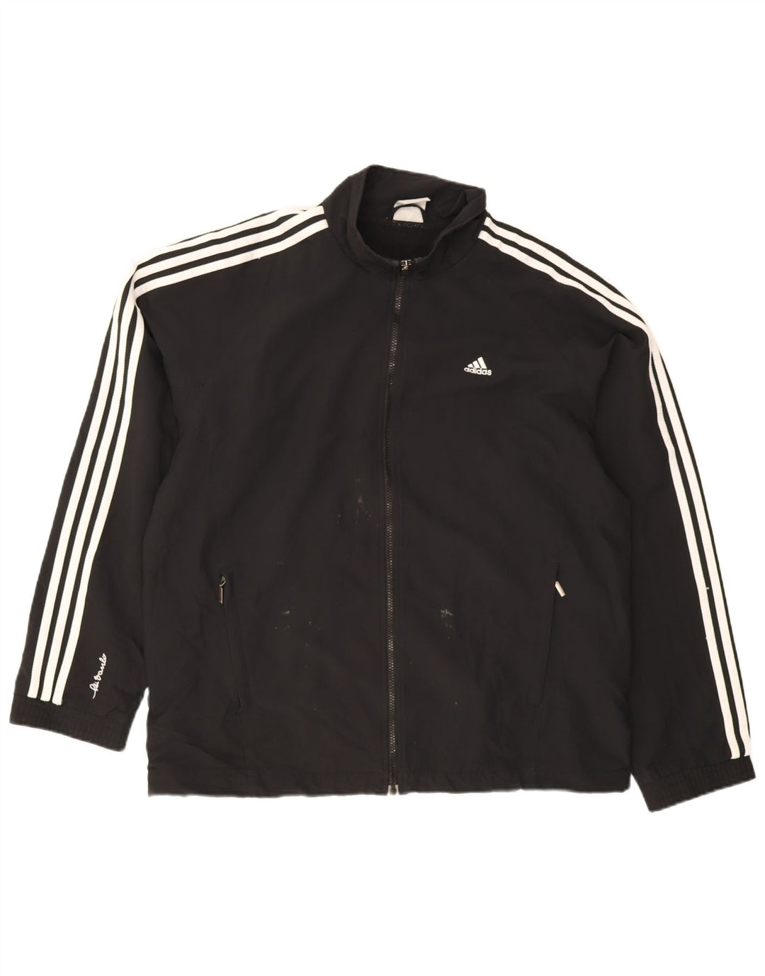 Adidas Mens Tracksuit Top Jacket UK 44/46 Large Black Polyester