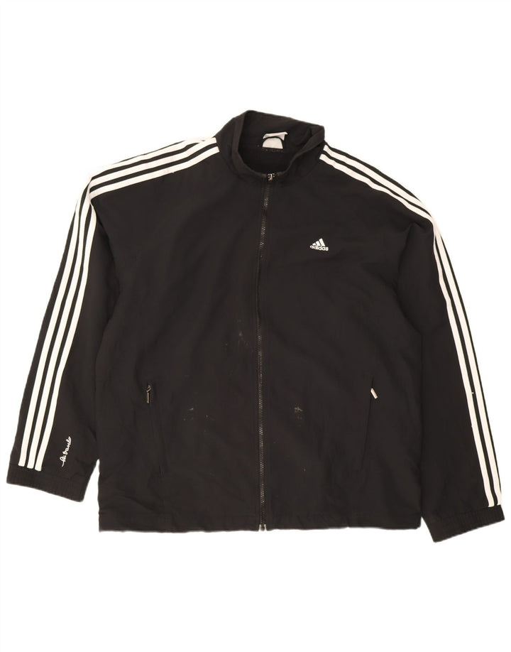 Adidas Mens Tracksuit Top Jacket UK 44/46 Large Black Polyester
