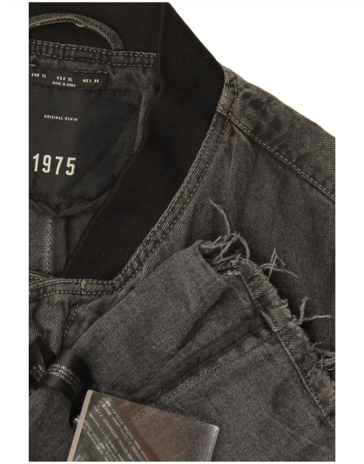 Zara Mens Denim Coat UK 42 XL Grey Cotton