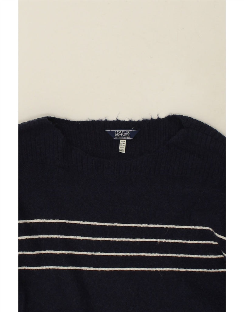 JOULES Womens Crew Neck Jumper Sweater UK 14 Large Navy Blue Striped Wool | Vintage Joules | Thrift | Second-Hand Joules | Used Clothing | Messina Hembry 