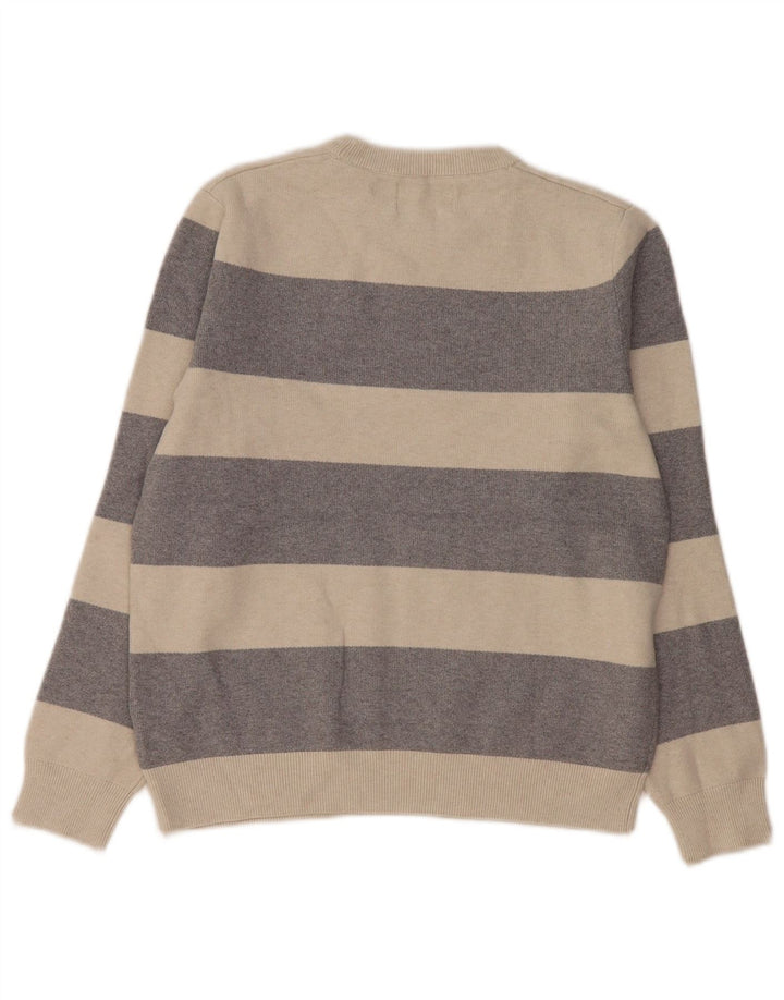 Marks & Spencer Womens Crew Neck Jumper Sweater UK 14 Medium Grey Striped