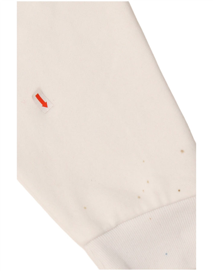 HOLLISTER Mens Hoodie Jumper Large White Cotton