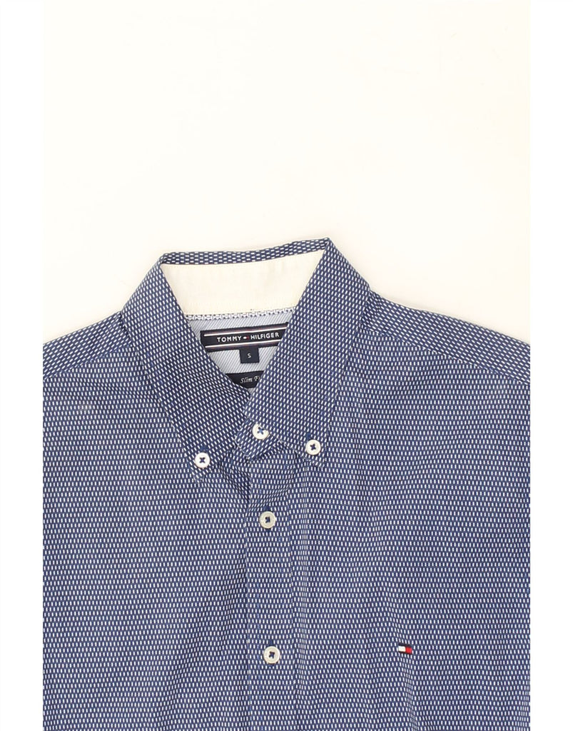 TOMMY HILFIGER Mens Slim Fit Shirt Small Blue Spotted Cotton | Vintage Tommy Hilfiger | Thrift | Second-Hand Tommy Hilfiger | Used Clothing | Messina Hembry 