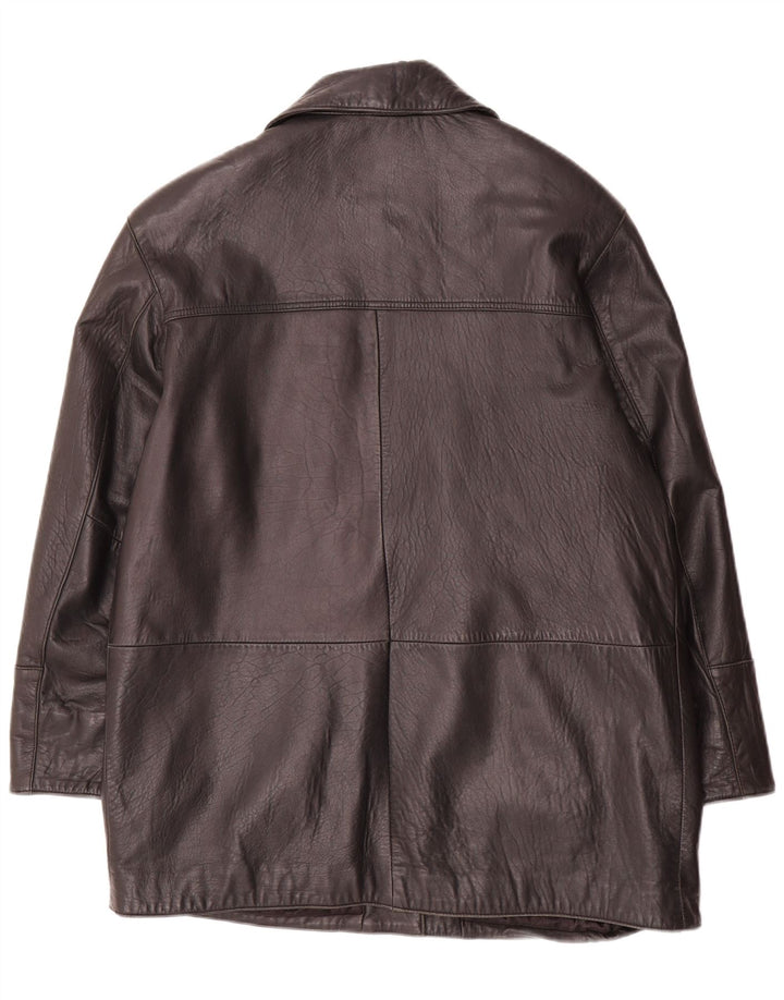 Giorgio Mobiani Womens Leather Coat UK 16 Lage Black