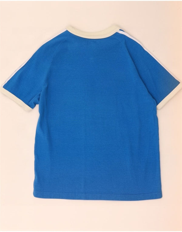 Adidas Mens Short Sleeve Regular T-Shirt Top Medium Blue Colourblock Cotton