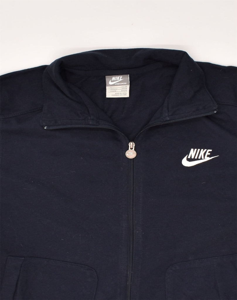 NIKE Mens Tracksuit Top Jacket Small Navy Blue Cotton | Vintage Nike | Thrift | Second-Hand Nike | Used Clothing | Messina Hembry 