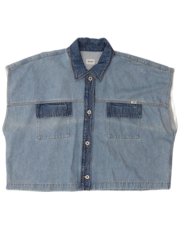 Mustang Womens Crop Denim Gilet UK 22 3XL Blue Cotton