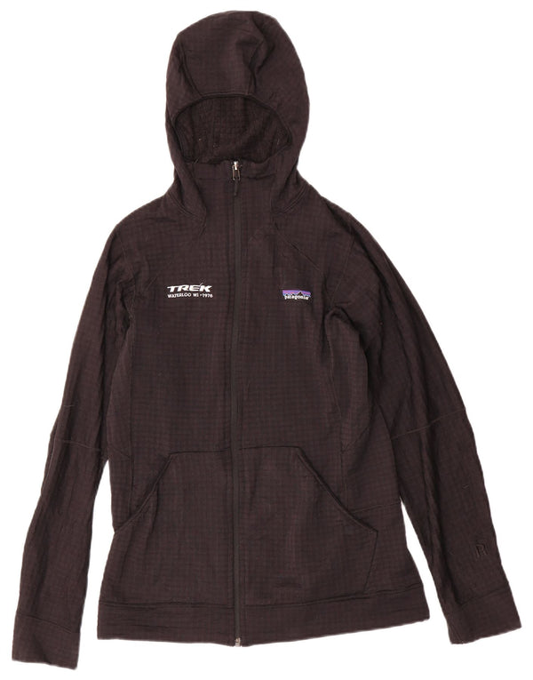 Patagonia Womens Hooded Tracksuit Top Jacket UK 10 Small Black Check
