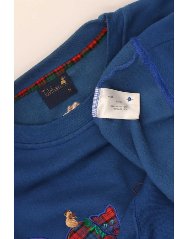 Tulchan Mens Graphic Sweatshirt Jumper Medium Blue Cotton