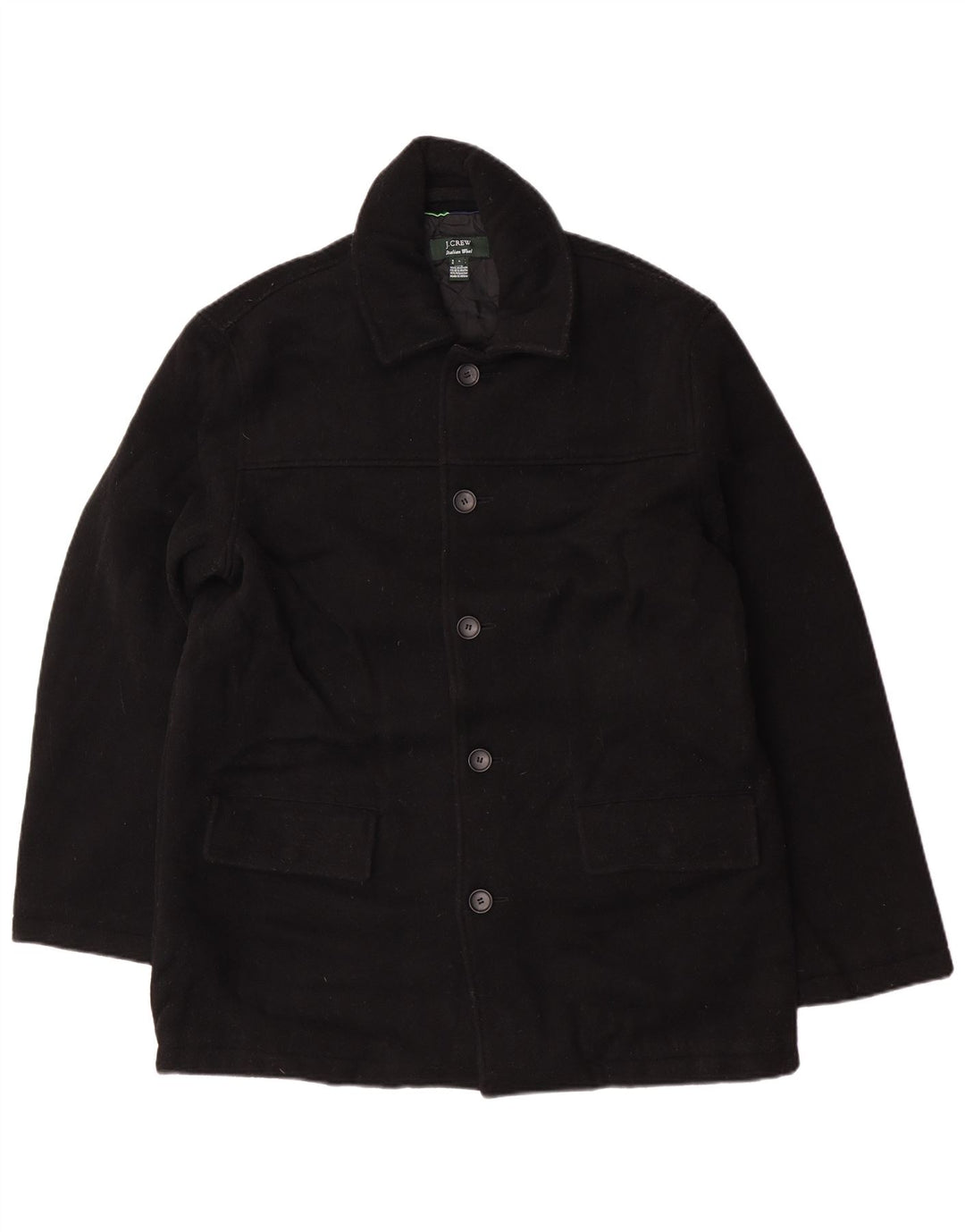 J. Crew Mens Overcoat UK 40 Large Black Wool