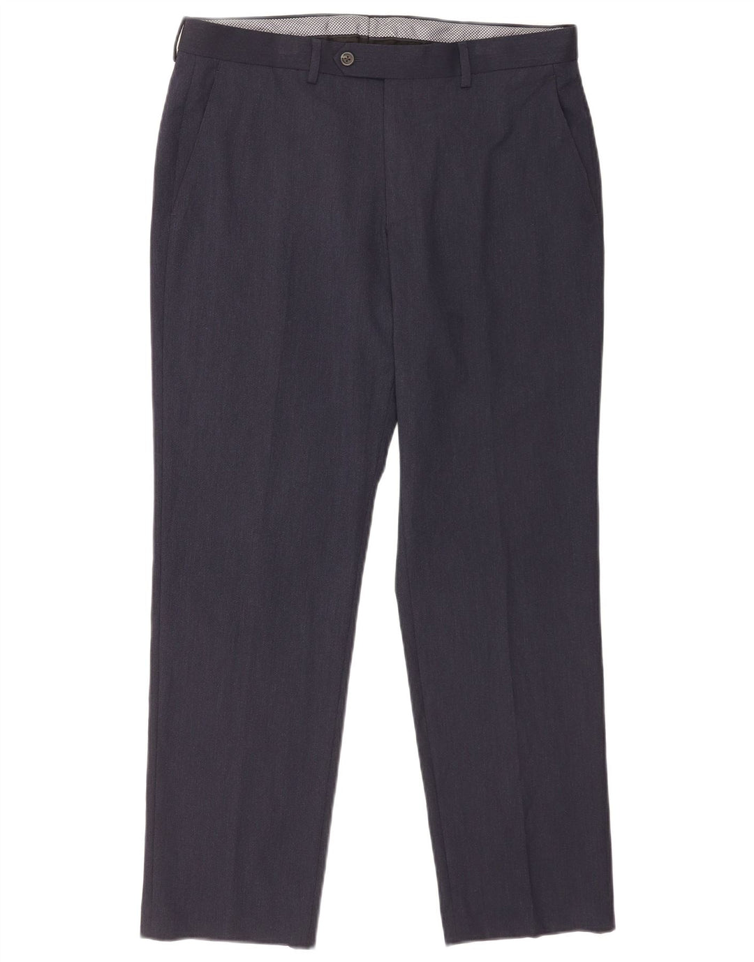 Chaps Mens Straight Regular Fit Suit Trousers W34 L30 Navy Blue Polyester