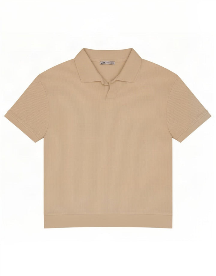 Zara Mens Polo Shirt Large Off White Cotton