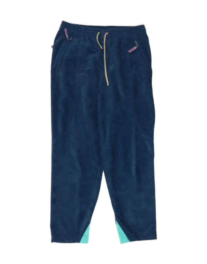 VINTAGE Womens Tracksuit Trousers UK 12 Medium  Navy Blue Colourblock Vintage Vintage and Second-Hand Vintage from Messina Hembry 