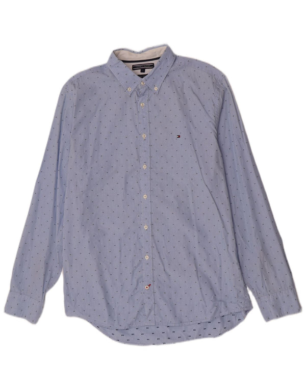 Tommy Hilfiger Mens Shirt Large Blue Pinstripe Cotton