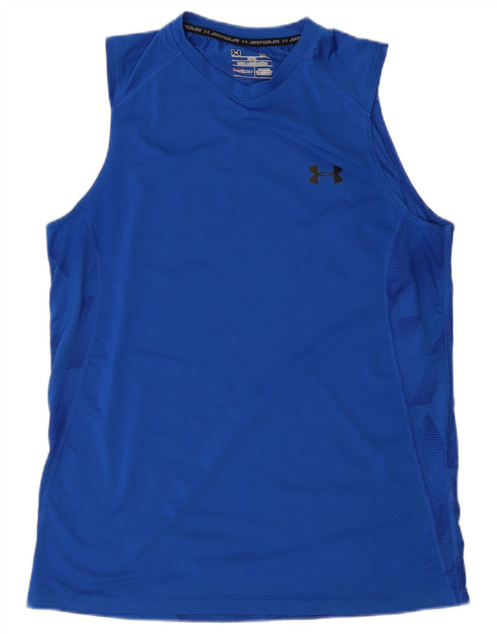 Under Armour Mens Heat Gear Vest Top Medium Blue Geometric Polyester
