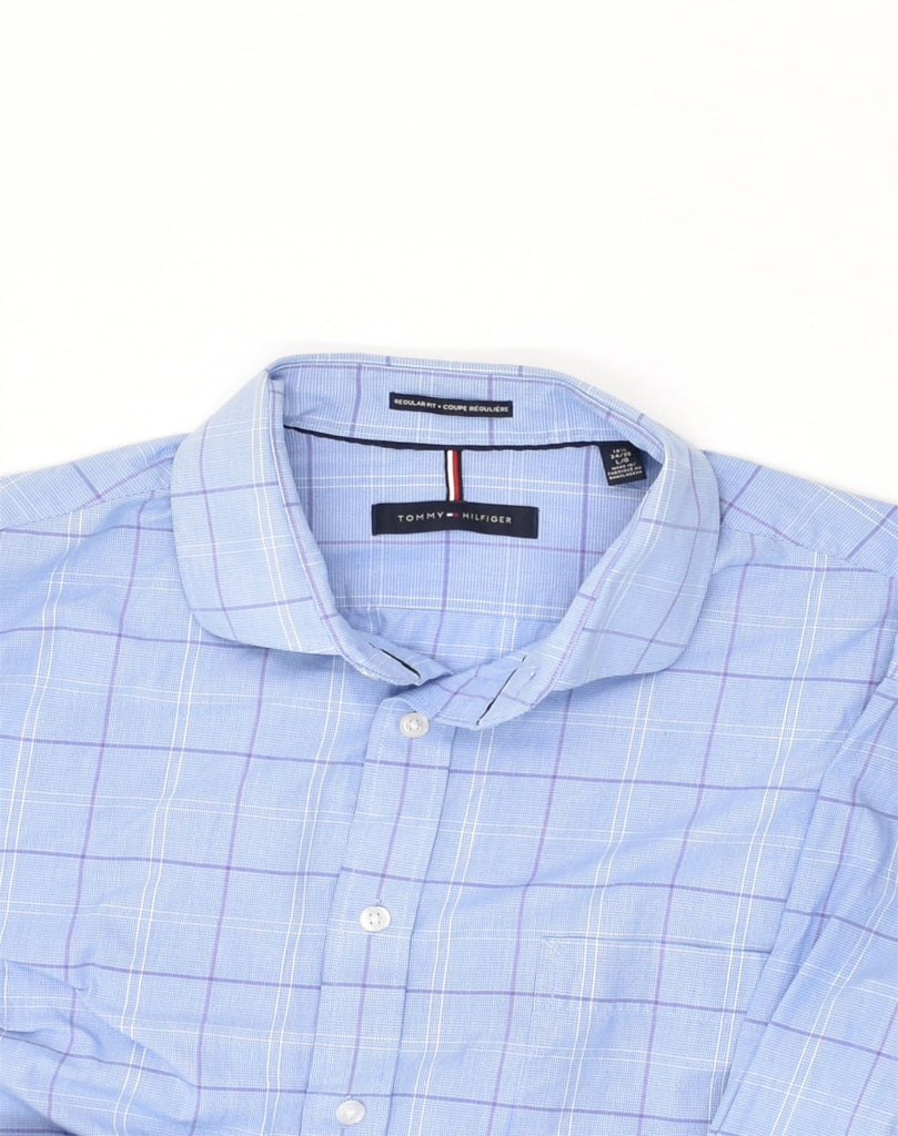 TOMMY HILFIGER Mens Regular Fit Shirt Size 16 1/2 Large Blue Check Cotton | Vintage Tommy Hilfiger | Thrift | Second-Hand Tommy Hilfiger | Used Clothing | Messina Hembry 