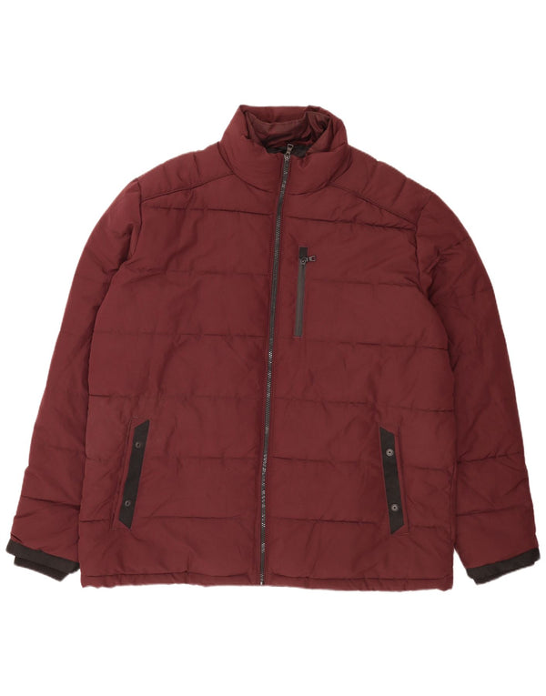 Marks & Spencer Mens Padded Jacket UK 46 3XL Burgundy Polyester Modern