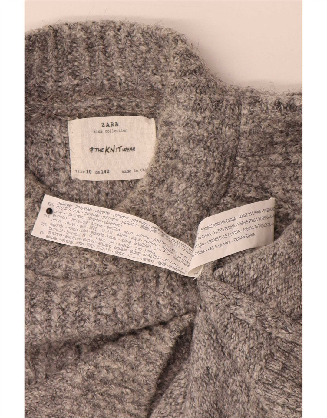 Zara Girls Turtle Neck Jumper Sweater 9-10 Years Grey Polyester