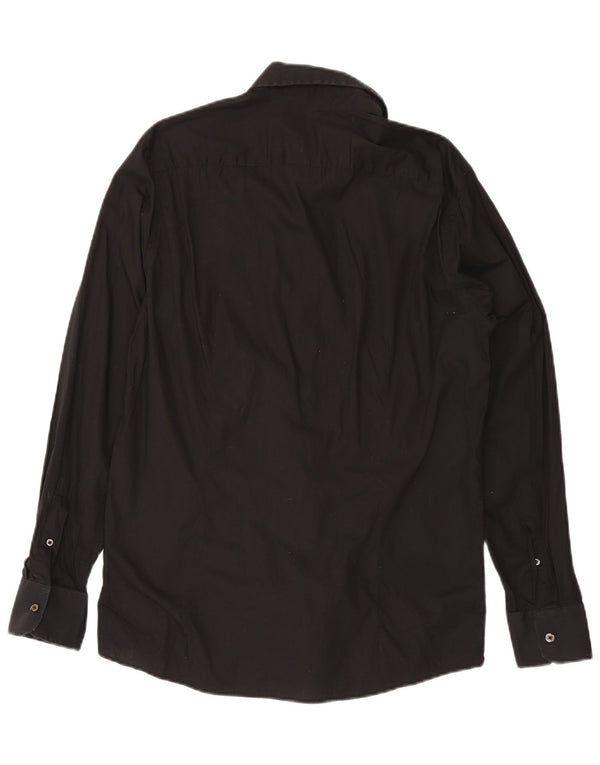 Benetton Mens Shirt Large Black Cotton