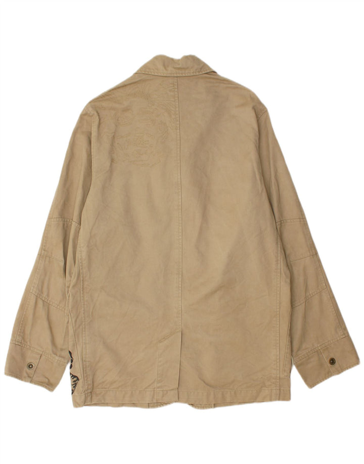 Quiksilver Mens Graphic Utility Jacket UK 40 Large Beige Cotton