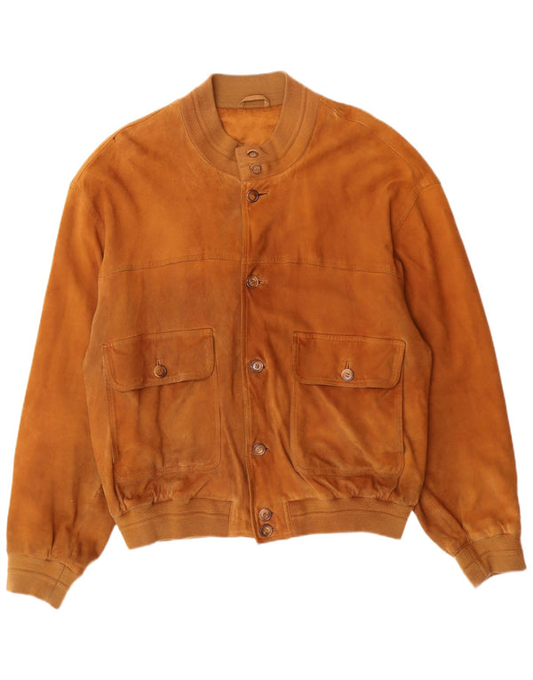 VINTAGE Mens Suede Bomber Jacket UK 42 XL Brown Leather