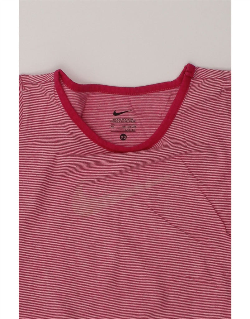 NIKE Girls T-Shirt Top 3-4 Years XS  Red Striped Cotton | Vintage Nike | Thrift | Second-Hand Nike | Used Clothing | Messina Hembry 