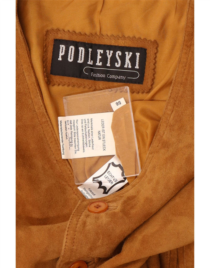 Podleyski Mens Suede Gilet IT 56 3XL Brown Leather