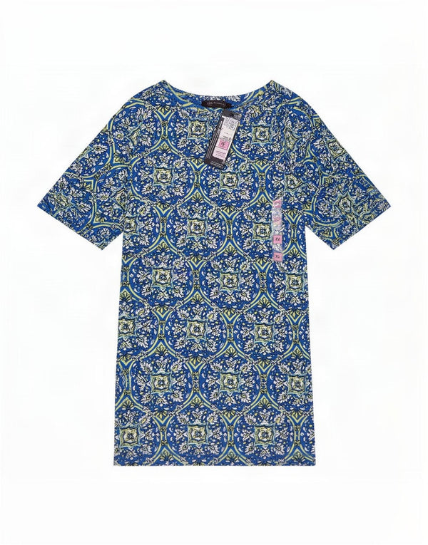 Marks & Spencer Womens T-Shirt Top UK 22 3XL Blue Floral Cotton