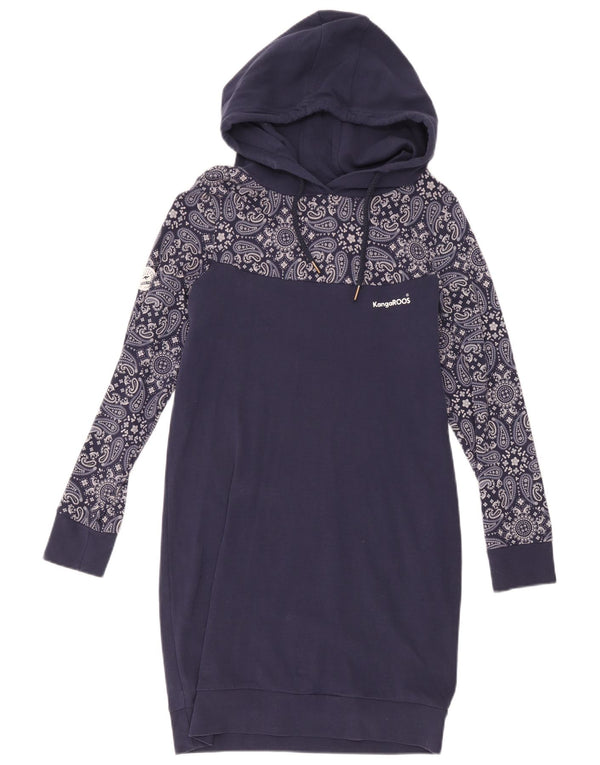 Kangaroos Womens Long Sleeve Hoodie Dress UK 16 Large Navy Blue Paisley