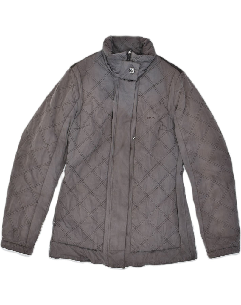 GEOX Womens Loose Fit Quilted Jacket UK 6 XS Grey Polyester | Vintage | Thrift | Second-Hand | Used Clothing | Messina Hembry 