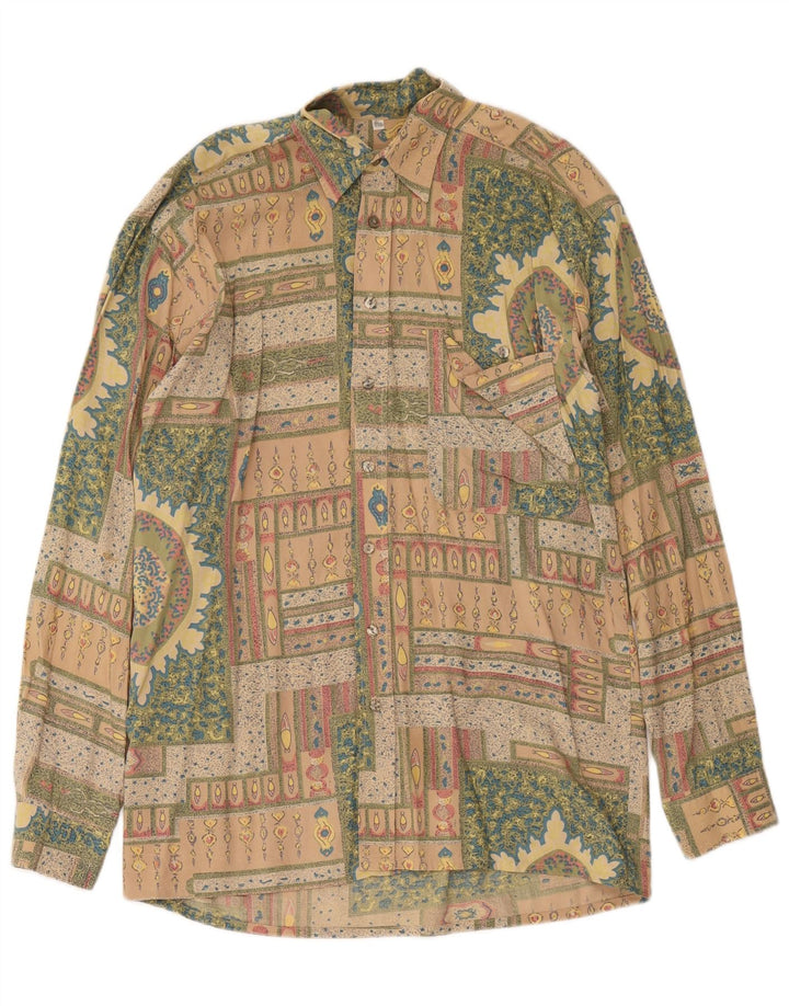Angelo Litrico Mens Shirt Size 37/38 Small Beige Paisley Viscose