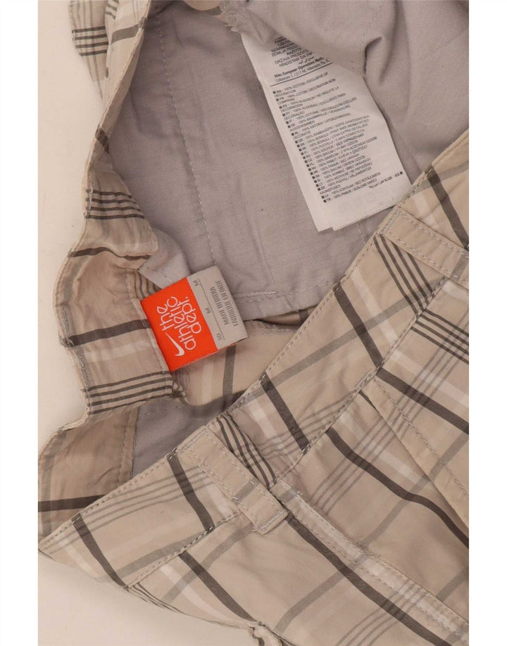 Nike Mens Cargo Shorts Medium W30 Beige Plaid Cotton
