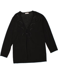 BADER Womens Cardigan Sweater UK 10 Small Black Viscose