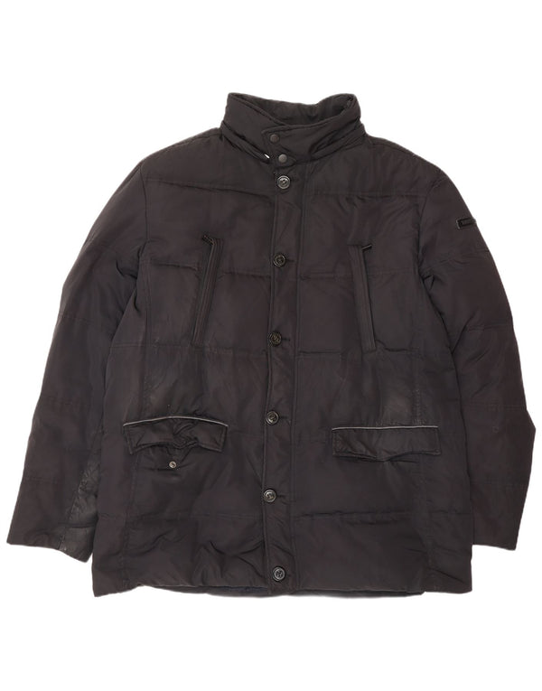 TRUSSARDI JEANS Mens Padded Jacket IT 56 3XL Black Polyester