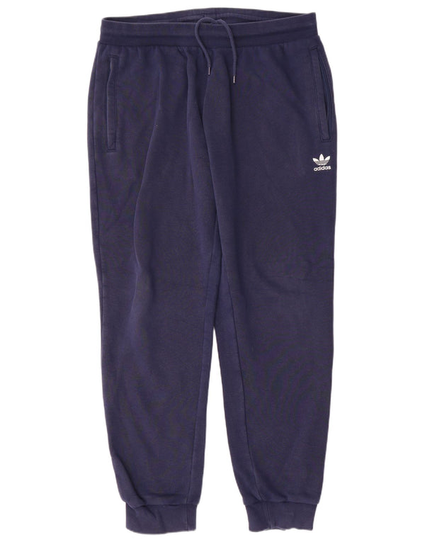 Adidas Mens Tracksuit Trousers Joggers Large Navy Blue Cotton
