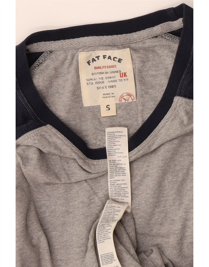 Fat Face Mens Top Long Sleeve Small Grey Colourblock Cotton