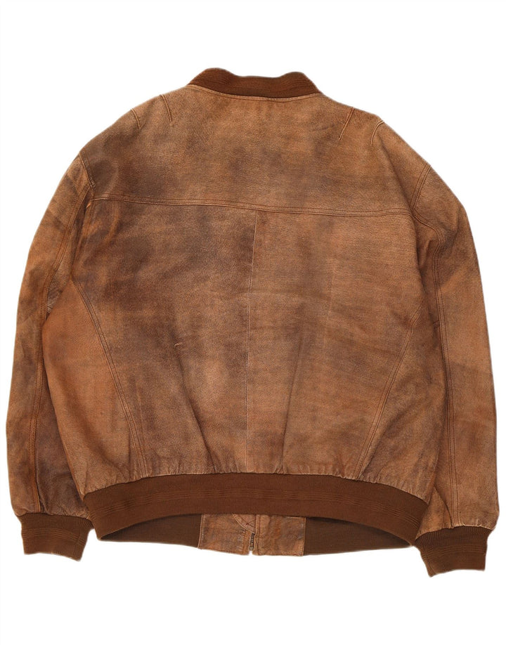 Vintage Mens Leather Jacket UK 42 XL Brown Leather