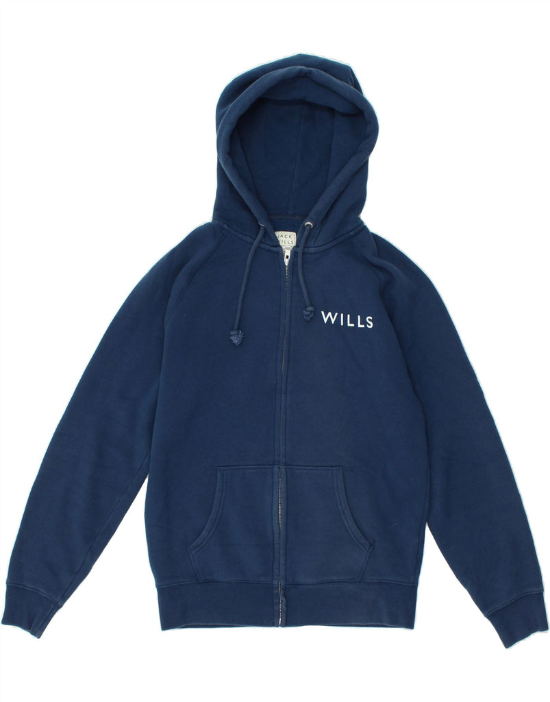 JACK WILLS Mens Graphic Zip Hoodie Sweater Medium Navy Blue Cotton | Vintage Jack Wills | Thrift | Second-Hand Jack Wills | Used Clothing | Messina Hembry 