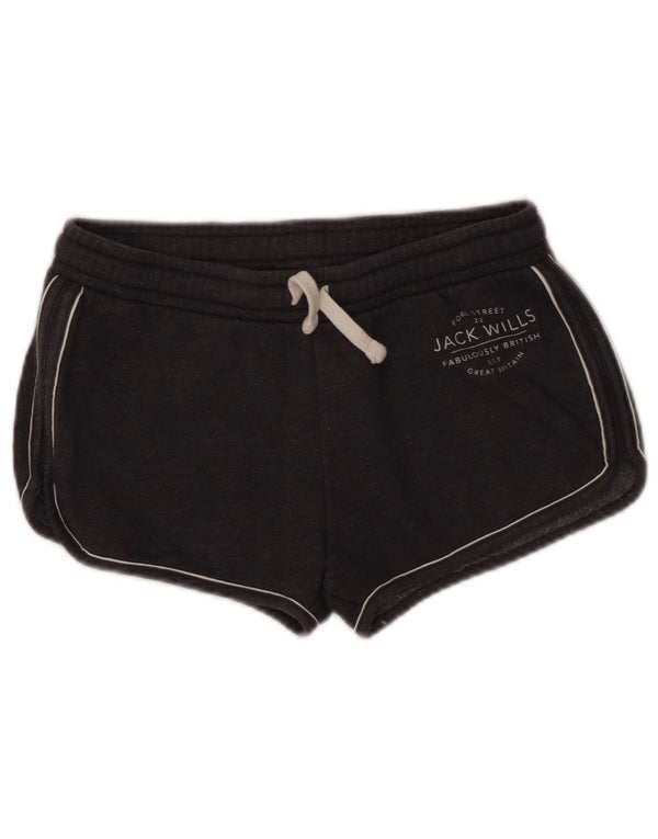 Jack Wills Womens Graphic Sport Shorts UK 10 Small Grey Cotton