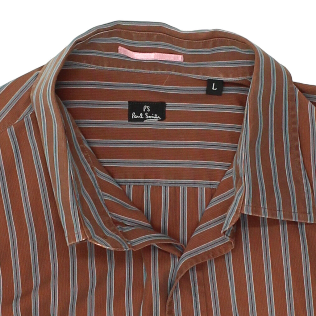 Paul Smith Mens Brown Striped Floral Cuff Shirt | Vintage High End Designer VTG | Vintage Messina Hembry | Thrift | Second-Hand Messina Hembry | Used Clothing | Messina Hembry 